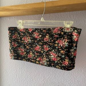 Floral Print Lace Strapless Bralette/Tube Top, Size L